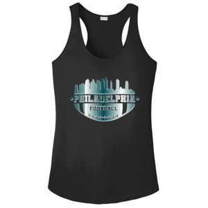 Philadelphia Skyline Shaped Into Football Ladies PosiCharge Competitor Racerback Tank