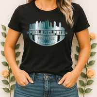 Philadelphia Skyline Shaped Into Football Womens T-Shirt