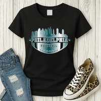 Philadelphia Skyline Shaped Into Football Womens T-Shirt