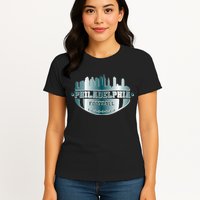 Philadelphia Skyline Shaped Into Football Womens T-Shirt