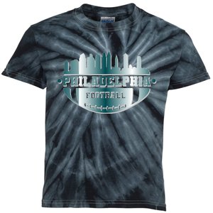 Philadelphia Skyline Shaped Into Football Kids Tie-Dye T-Shirt