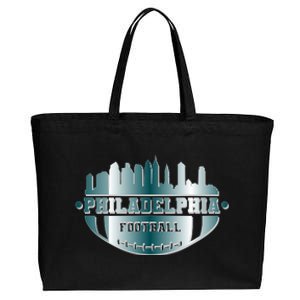 Philadelphia Skyline Shaped Into Football Cotton Canvas Jumbo Tote