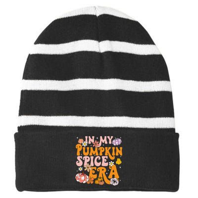 Pumpkin Spice Season Autumn Thanksgiving Humor Striped Beanie with Solid Band