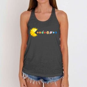 Planetary System Star Eating Planets Sun Funny Astronomy Women's Knotted Racerback Tank