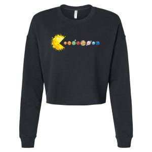 Planetary System Star Eating Planets Sun Funny Astronomy Cropped Pullover Crew