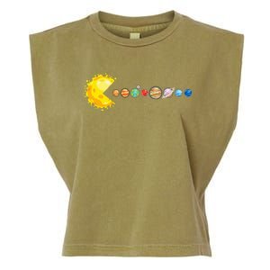 Planetary System Star Eating Planets Sun Funny Astronomy Garment-Dyed Women's Muscle Tee