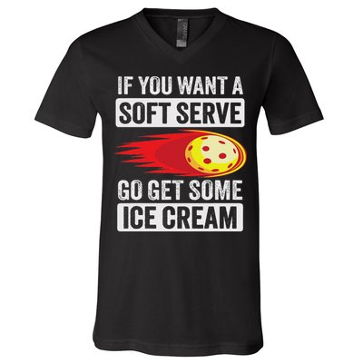 Pickleball Soft Serve Ice Cream Funny Pickleball V-Neck T-Shirt