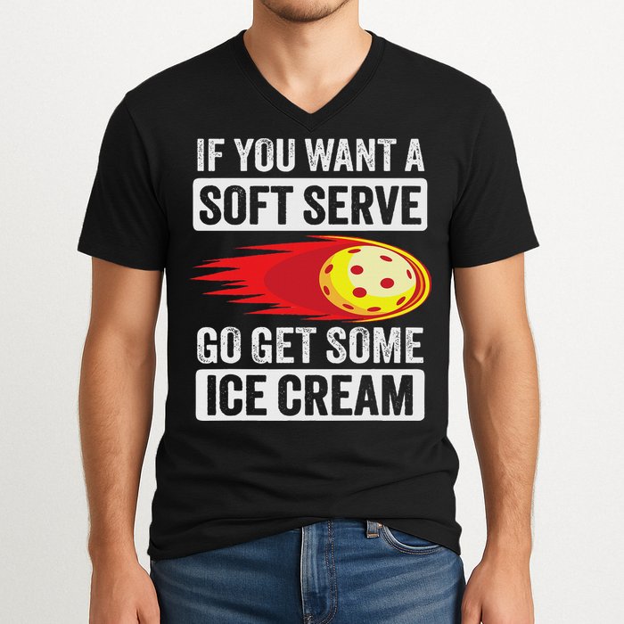 Pickleball Soft Serve Ice Cream Funny Pickleball V-Neck T-Shirt