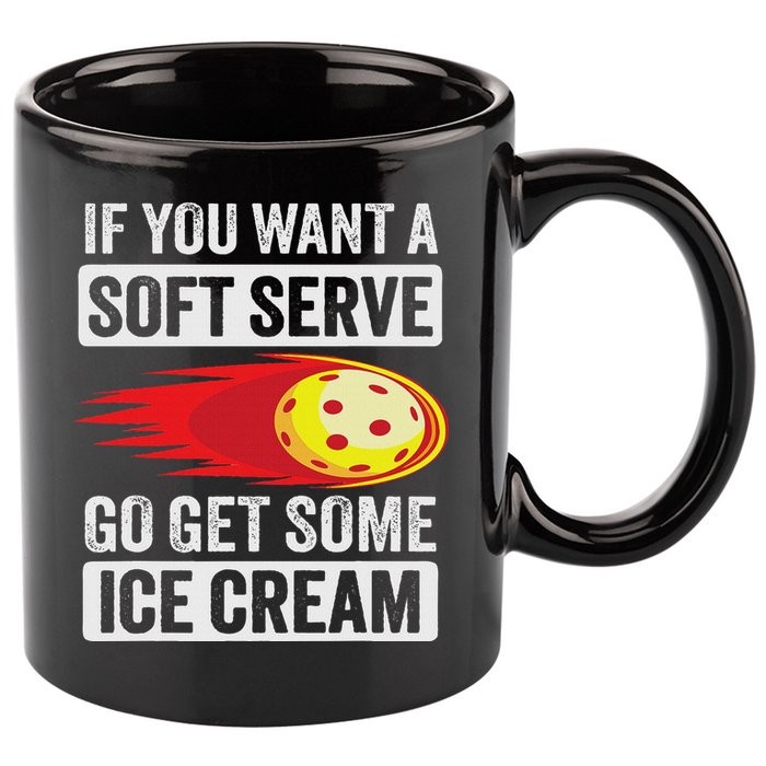 Pickleball Soft Serve Ice Cream Funny Pickleball 11oz C Handle Ceramic Mug