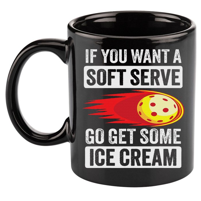 Pickleball Soft Serve Ice Cream Funny Pickleball 11oz C Handle Ceramic Mug