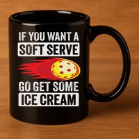Pickleball Soft Serve Ice Cream Funny Pickleball 11oz C Handle Ceramic Mug