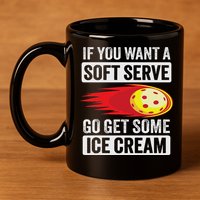 Pickleball Soft Serve Ice Cream Funny Pickleball 11oz C Handle Ceramic Mug