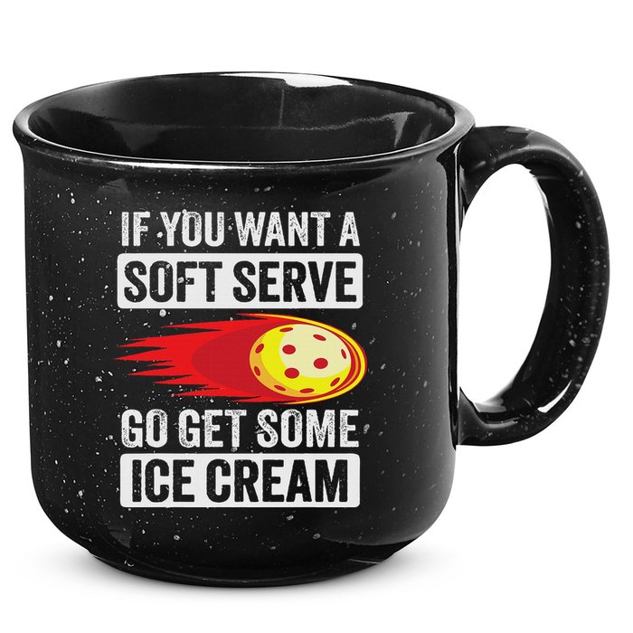 Pickleball Soft Serve Ice Cream Funny Pickleball 15oz Campfire Ceramic Mug