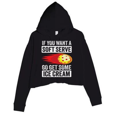Pickleball Soft Serve Ice Cream Funny Pickleball Crop Fleece Hoodie