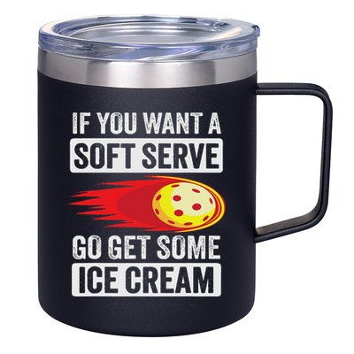 Pickleball Soft Serve Ice Cream Funny Pickleball 12oz Stainless Steel Coffee Mug