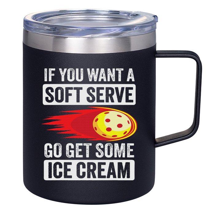 Pickleball Soft Serve Ice Cream Funny Pickleball 12oz Stainless Steel Coffee Mug