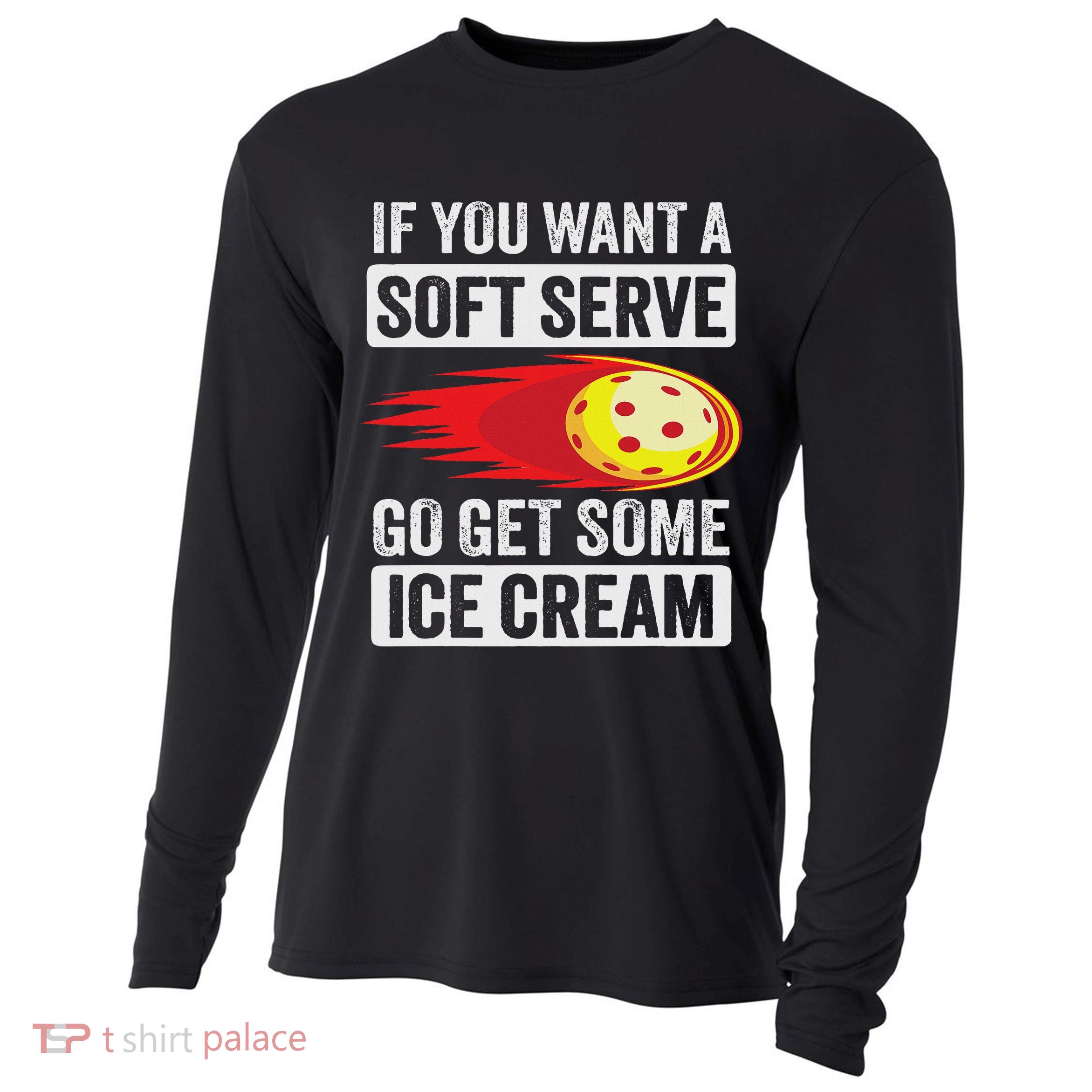 Pickleball Soft Serve Ice Cream Funny Pickleball Cooling Performance Long Sleeve Crew