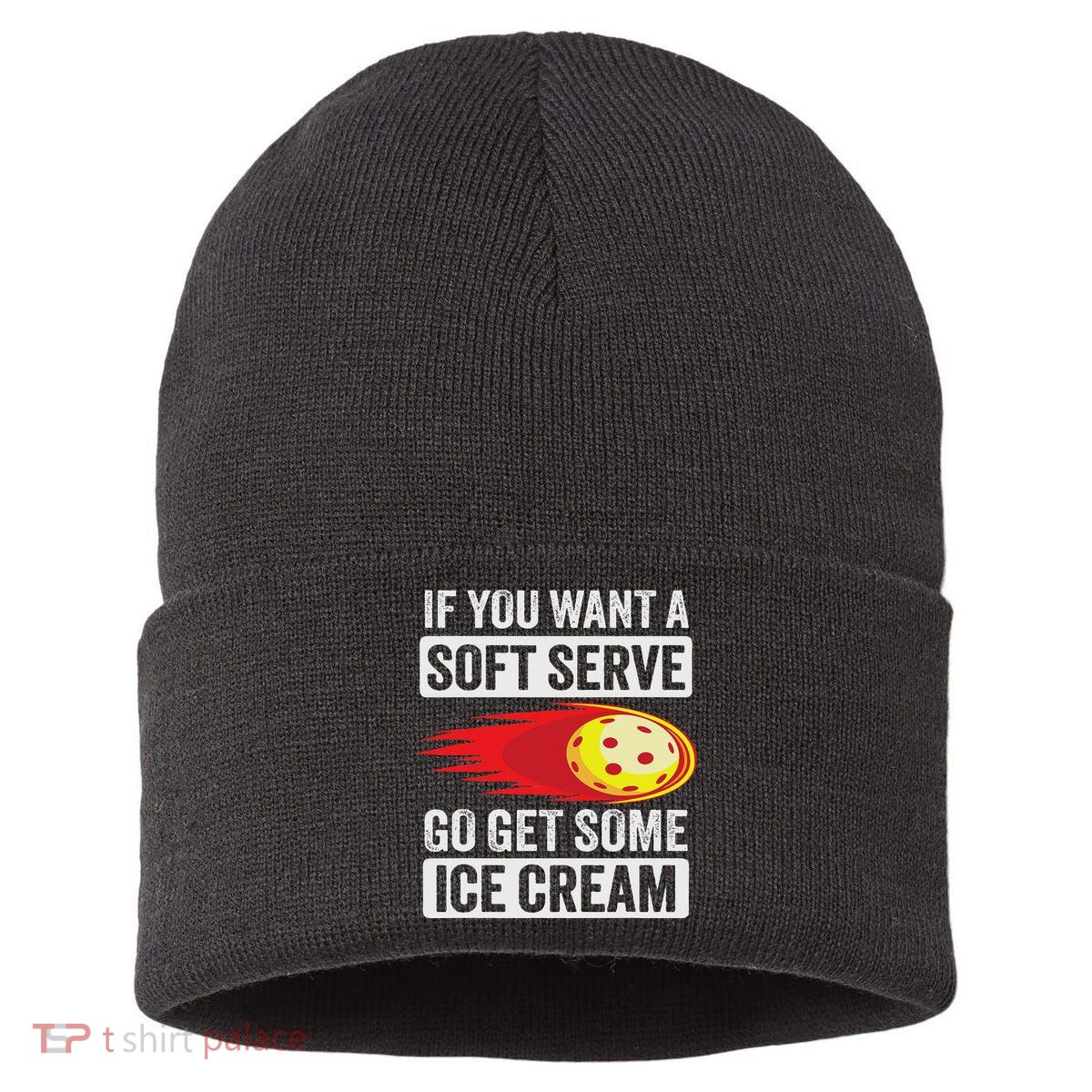 Pickleball Soft Serve Ice Cream Funny Pickleball Sustainable Knit Beanie