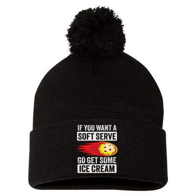 Pickleball Soft Serve Ice Cream Funny Pickleball Pom Pom 12in Knit Beanie