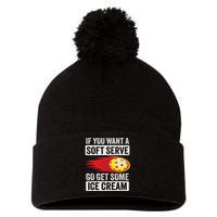 Pickleball Soft Serve Ice Cream Funny Pickleball Pom Pom 12in Knit Beanie