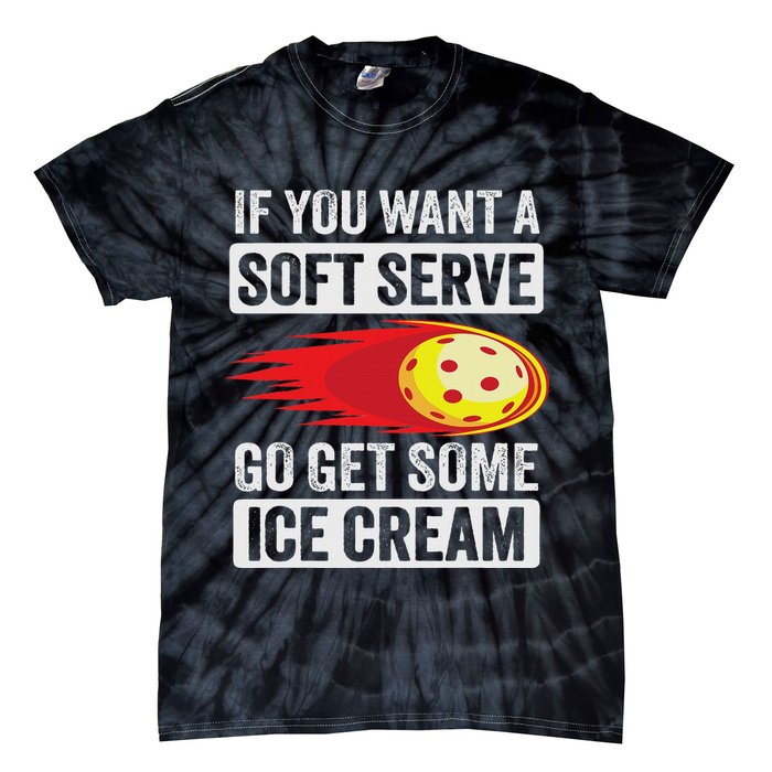Pickleball Soft Serve Ice Cream Funny Pickleball Tie-Dye T-Shirt