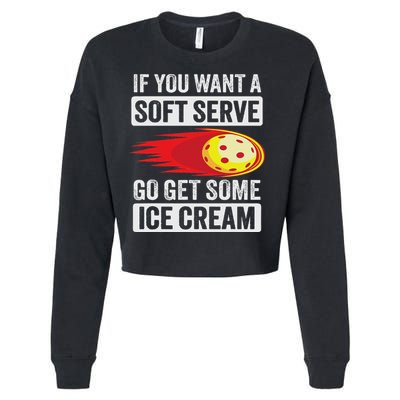 Pickleball Soft Serve Ice Cream Funny Pickleball Cropped Pullover Crew