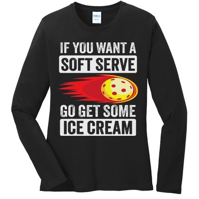 Pickleball Soft Serve Ice Cream Funny Pickleball Ladies Long Sleeve Shirt