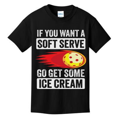 Pickleball Soft Serve Ice Cream Funny Pickleball Kids T-Shirt