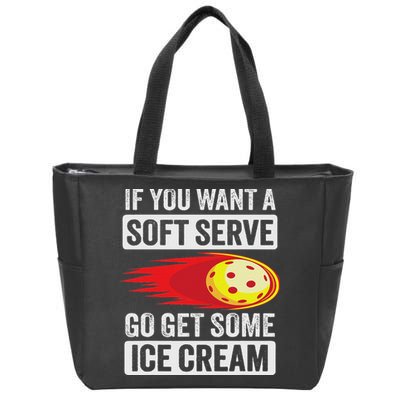 Pickleball Soft Serve Ice Cream Funny Pickleball Zip Tote Bag