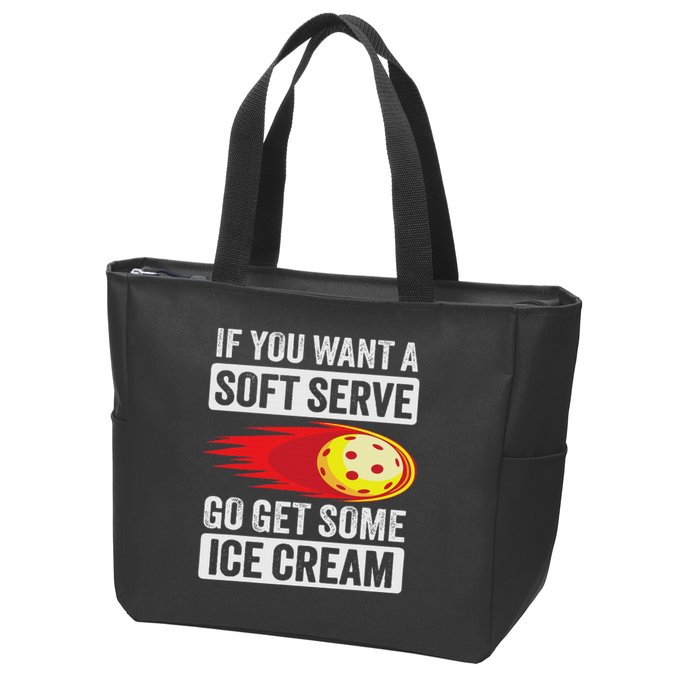 Pickleball Soft Serve Ice Cream Funny Pickleball Zip Tote Bag