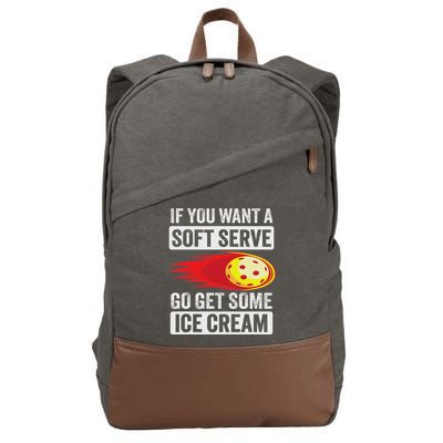 Pickleball Soft Serve Ice Cream Funny Pickleball Cotton Canvas Backpack