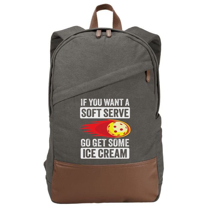 Pickleball Soft Serve Ice Cream Funny Pickleball Cotton Canvas Backpack