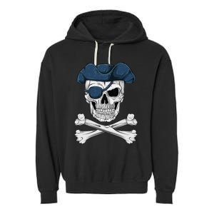 Pirate Skull Scary Halloween Crossbones Eye Patch Garment-Dyed Fleece Hoodie