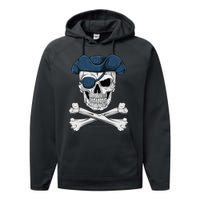 Pirate Skull Scary Halloween Crossbones Eye Patch Performance Fleece Hoodie