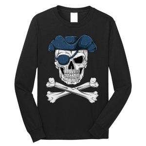 Pirate Skull Scary Halloween Crossbones Eye Patch Long Sleeve Shirt