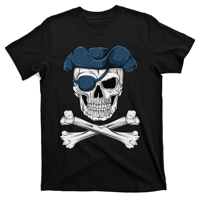 Pirate Skull Scary Halloween Crossbones Eye Patch T-Shirt