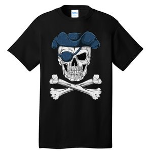 Pirate Skull Scary Halloween Crossbones Eye Patch Tall T-Shirt