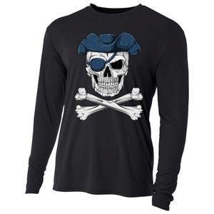 Pirate Skull Scary Halloween Crossbones Eye Patch Cooling Performance Long Sleeve Crew