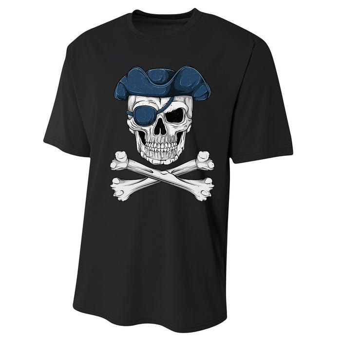 Pirate Skull Scary Halloween Crossbones Eye Patch Performance Sprint T-Shirt