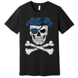 Pirate Skull Scary Halloween Crossbones Eye Patch Premium T-Shirt