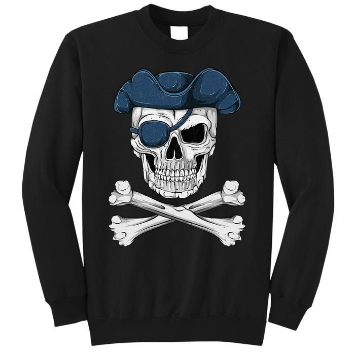 Pirate Skull Scary Halloween Crossbones Eye Patch Tall Sweatshirt