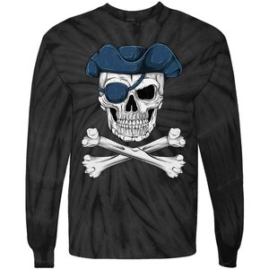 Pirate Skull Scary Halloween Crossbones Eye Patch Tie-Dye Long Sleeve Shirt