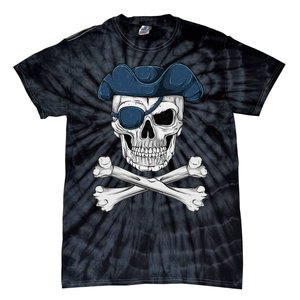 Pirate Skull Scary Halloween Crossbones Eye Patch Tie-Dye T-Shirt