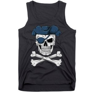 Pirate Skull Scary Halloween Crossbones Eye Patch Tank Top