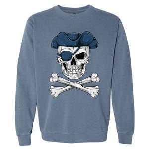 Pirate Skull Scary Halloween Crossbones Eye Patch Garment-Dyed Sweatshirt