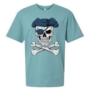 Pirate Skull Scary Halloween Crossbones Eye Patch Sueded Cloud Jersey T-Shirt