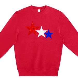 Patriotic Stars Sparkle Red White Blue American 4th Of July Premium Crewneck Sweatshirt