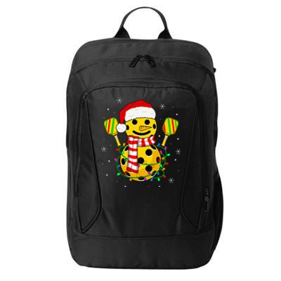 Pickleball Snowman Santa Hat Lights Christmas Pickleball  City Backpack