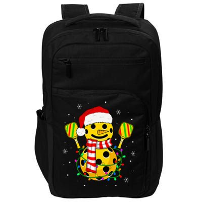 Pickleball Snowman Santa Hat Lights Christmas Pickleball  Impact Tech Backpack