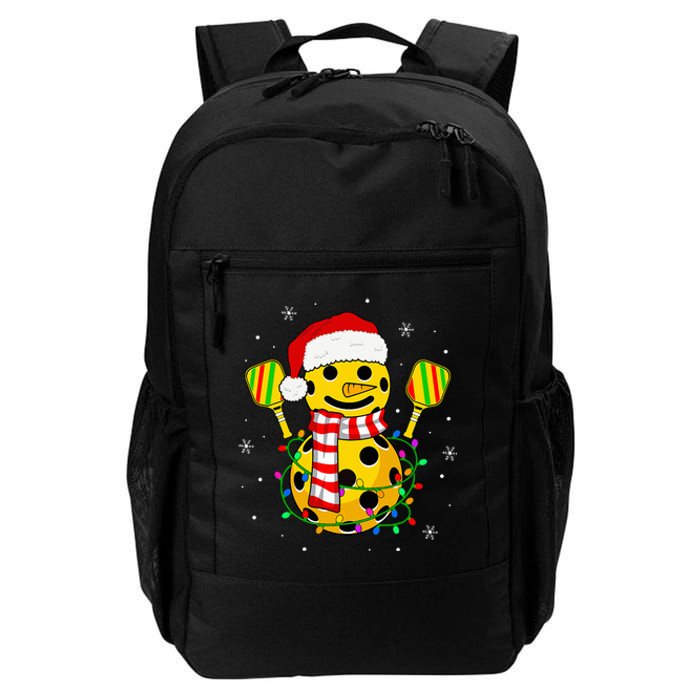 Pickleball Snowman Santa Hat Lights Christmas Pickleball  Daily Commute Backpack